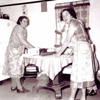 Christina Woehl and Bertha Schaffer caught in the act of baking pies. Circa 1950s. (Randy Woehl Photograph)