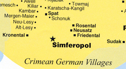 Map 2: Germans from Russia Color Map of Crimea Villages
