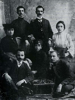 Bendersky family and friends around a chessboard in Odessa, circa 1901. Sarel Bendersky (second row, left), Yosef Bendersky (second row, middle), Lena Bendersky (second row, right), Nuchen Schlasinger (front row, left), and one of the Yosef's older brothers (front row, right)