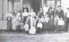 This neighborhood gathering of the August Isaak, Jacob Mohl, John Neuberger, and Gut Schlender families was a typical Sunday afternoon get-together among families in early days of settlement.